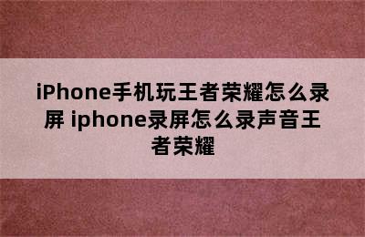 iPhone手机玩王者荣耀怎么录屏 iphone录屏怎么录声音王者荣耀